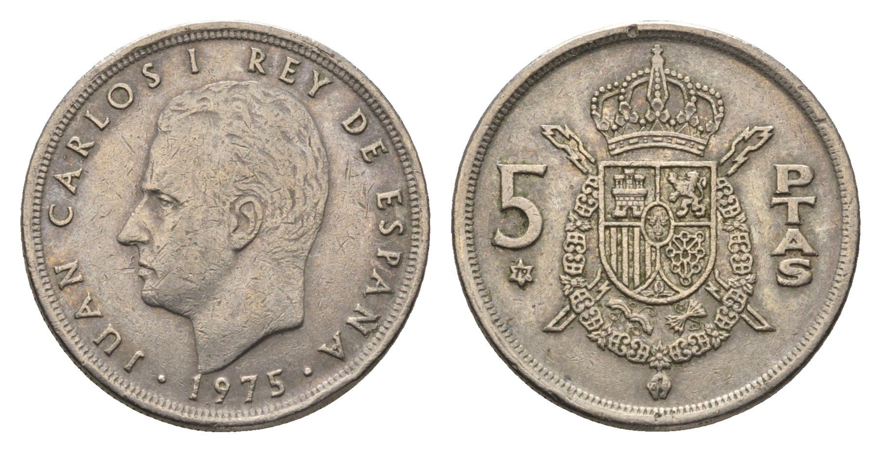 Испания 5 песет 1975 (79) Хуан Карлос I (1975-2014) KM 807 медно-никель 4663-714