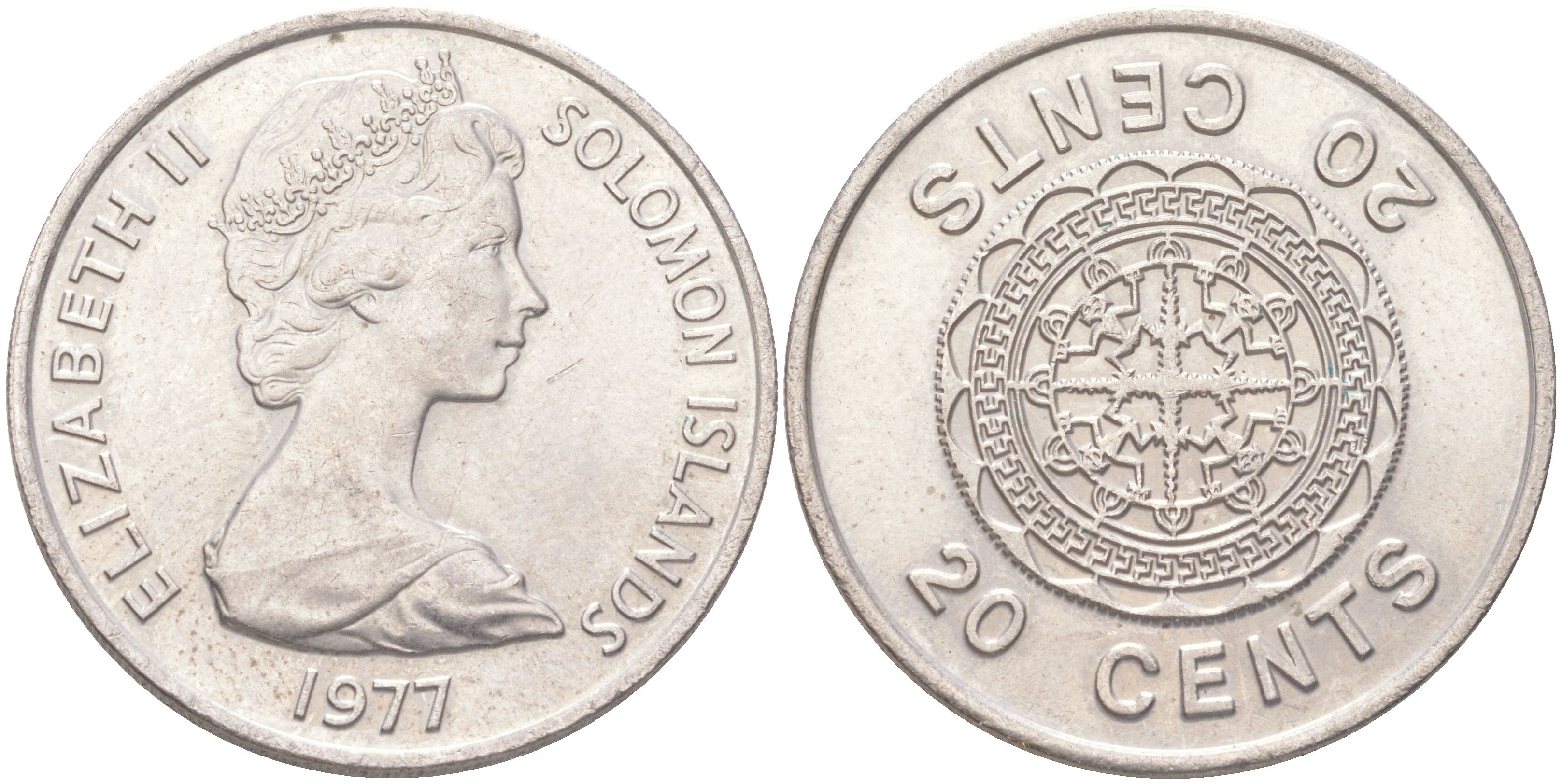 Соломоновы Острова 20 центов 1977 KM 5 медно-никель aUNC 4620-1052