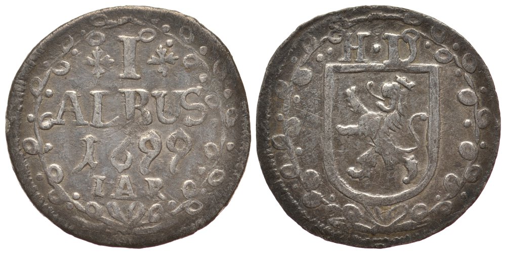 Гессен-Дармштадт 1 альбус 1699 IAR KM 71.3 серебро 1522-843