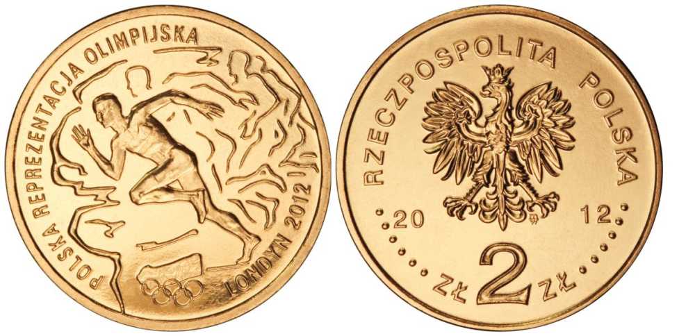 Польша 2 злотых 2012 MW, XXX летние Олимпийские игры в Лондоне в 2012 году KM 832 нордик UNC M86-19