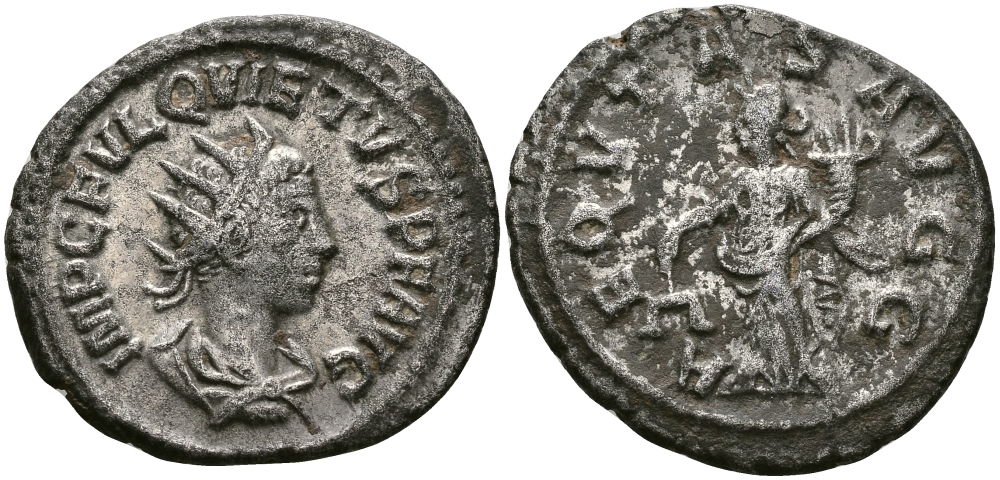 Римская Империя антониниан 260 - 261 Квиет (узурпатор в Сирии) AEQVTAS AVGG Эквитата, персонификация Равенства, Самосата Very fine (rare) RIC 2 биллон, серебрение 1073-10-91