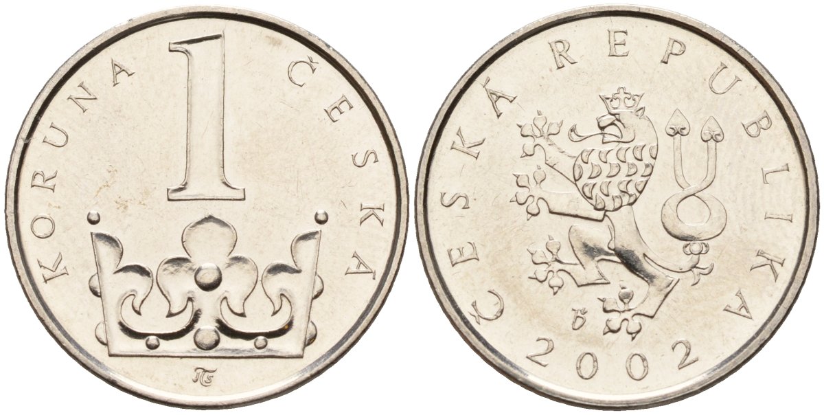 Чехия 1 крона 2002 KM 7 сталь плакированная никелем 4152-933