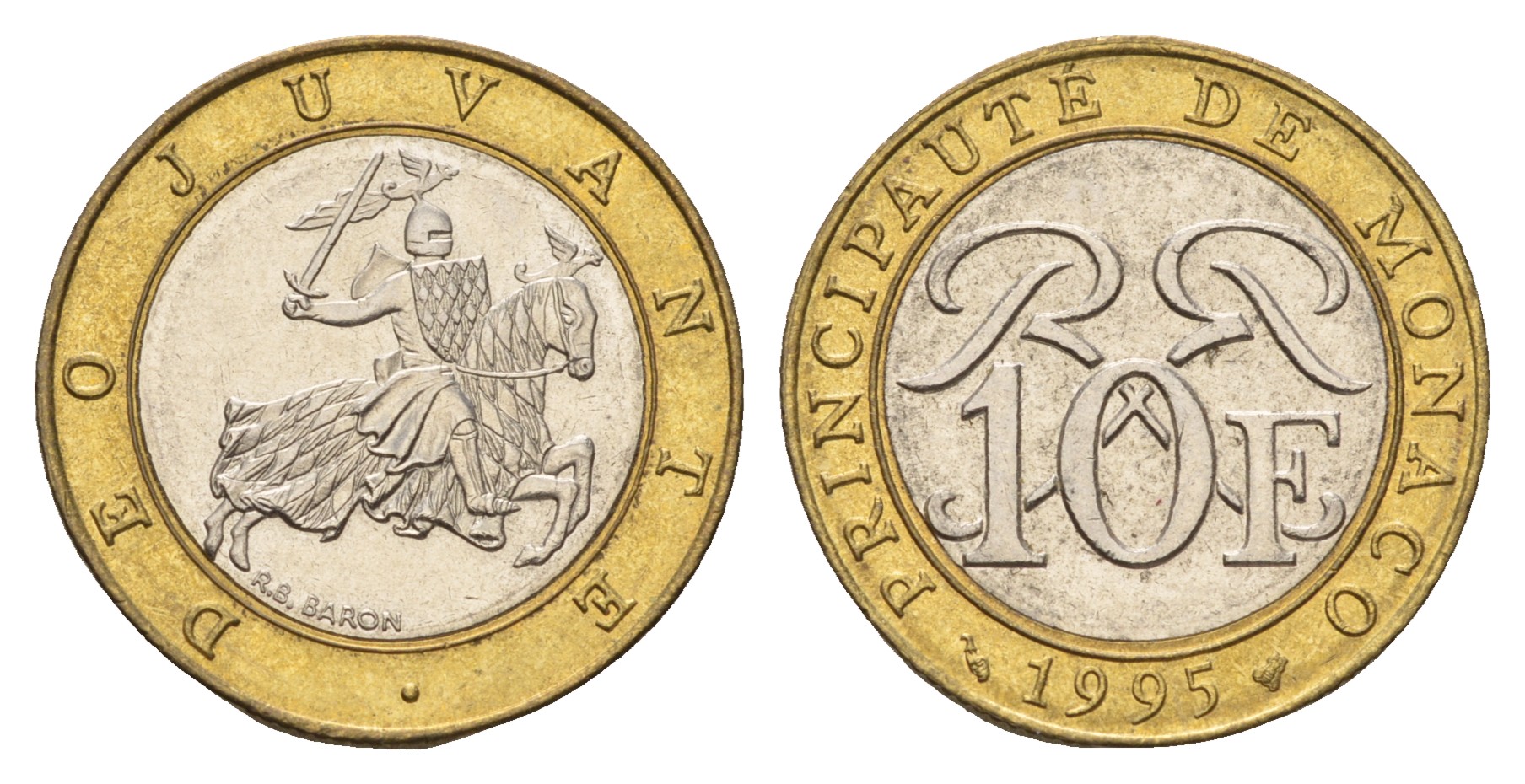 Монако 10 франков 1995 Ренье III (1949-2005) KM 163 биметалл 4681-344