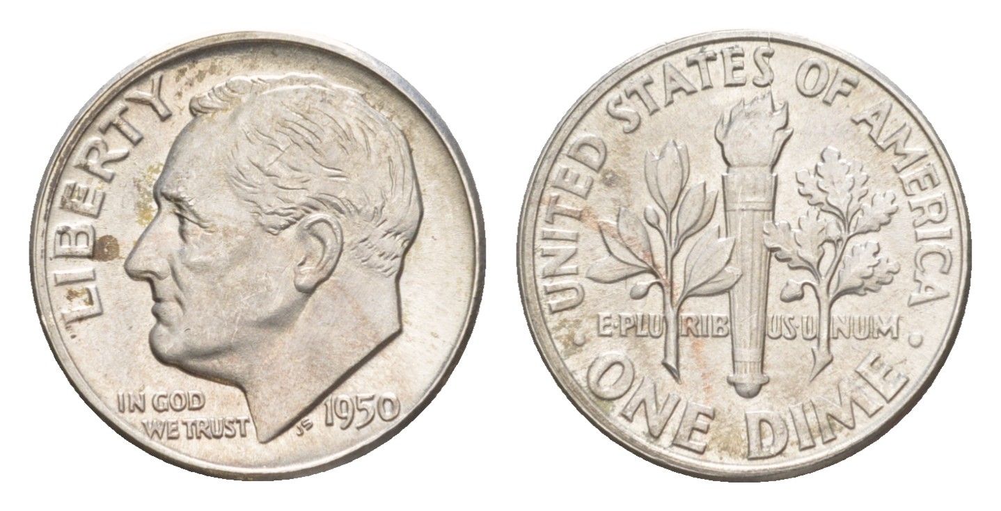 США 1 дайм (10 центов) 1950 KM 195 серебро 1528-943