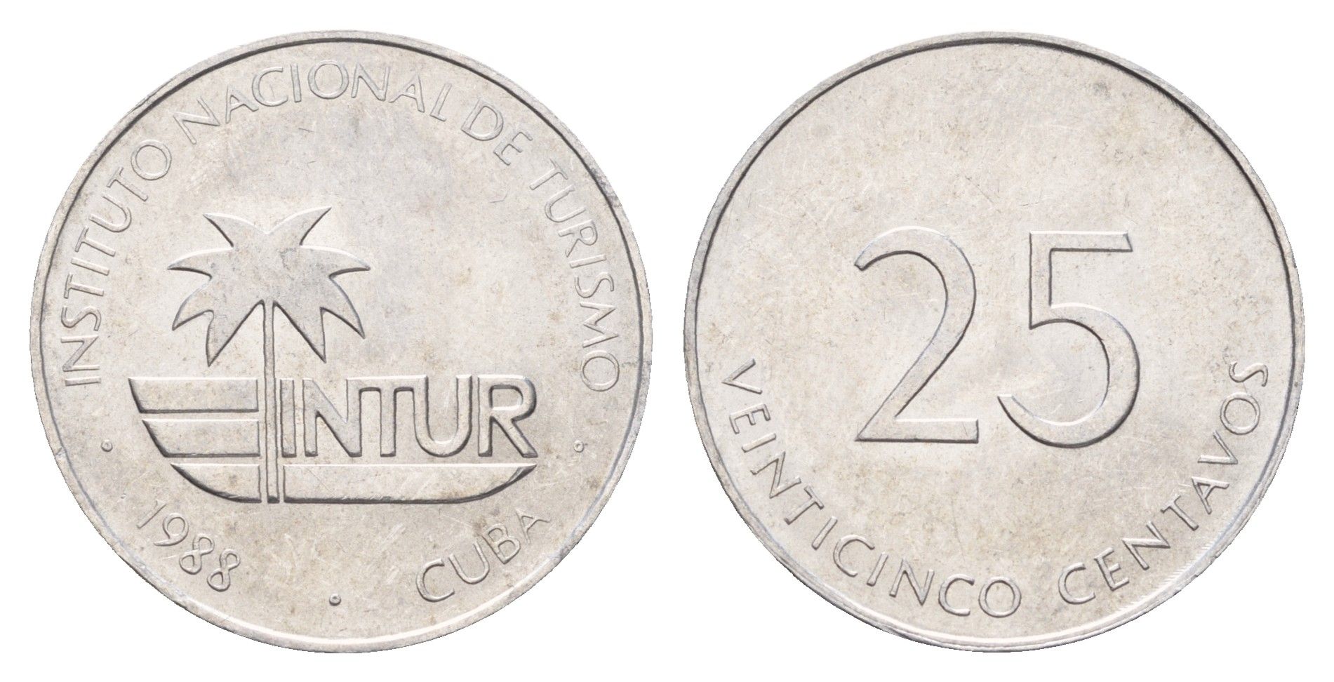 Куба 25 сентаво 1988 туристические деньги, INTUR KM 419 алюминий 62-1045