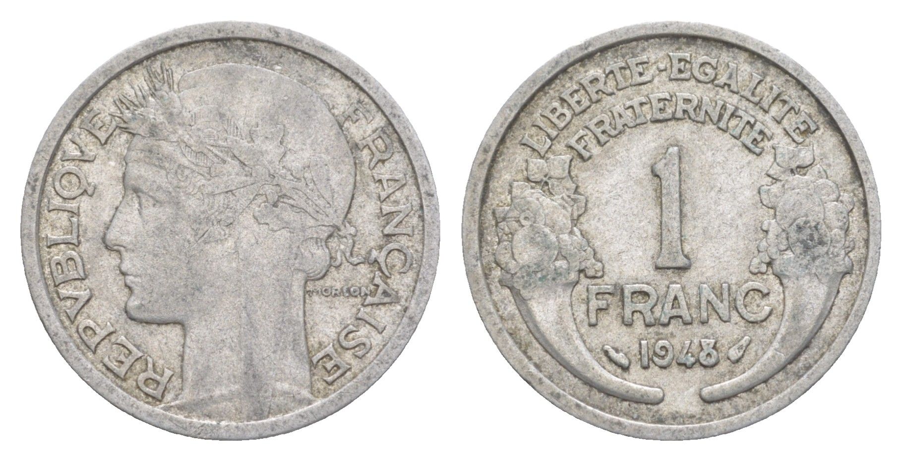 Франция 1 франк 1948 KM 885a алюминий 4641-1024