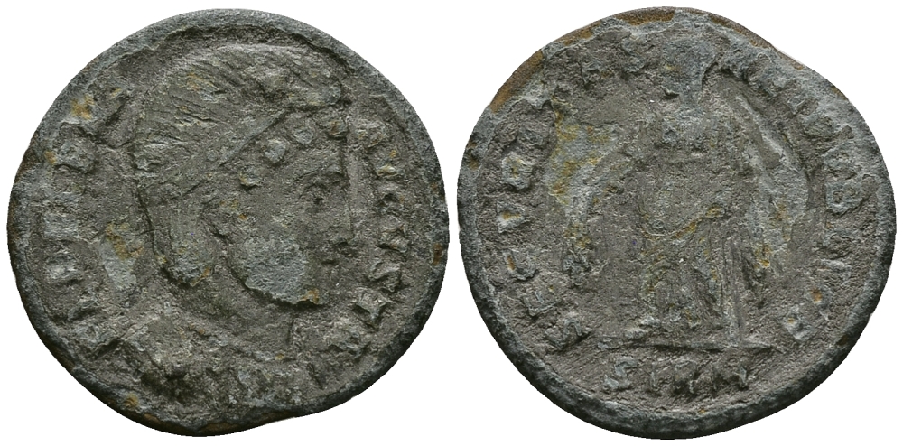 Римская Империя нуммий 324 - 325 ЕЛЕНА, мать Константина I Великого SECVRITAS REIPVBLICE Сирмий Very fine (степень редкости R2) RIC 54 бронза 1073-6-26