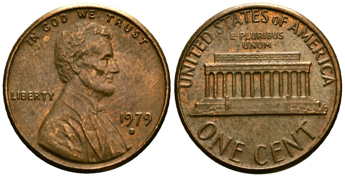 США 1 цент 1979 D KM 201 медь цинк 4136-964