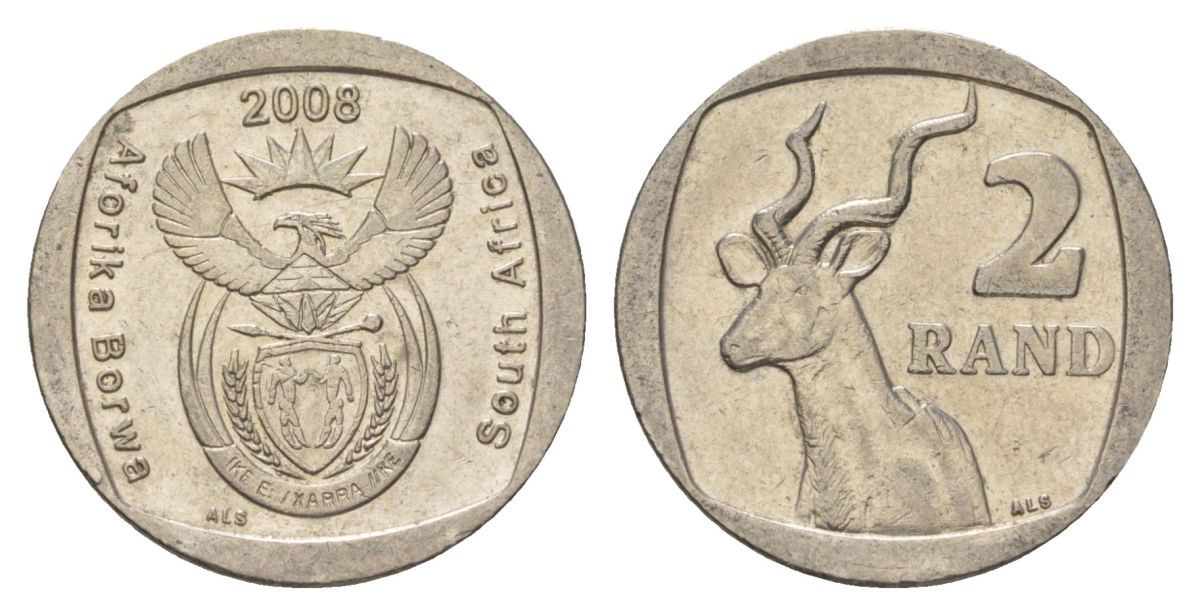 ЮАР 2 ранда 2008 KM 445 медь плакированная никелем 4628-156
