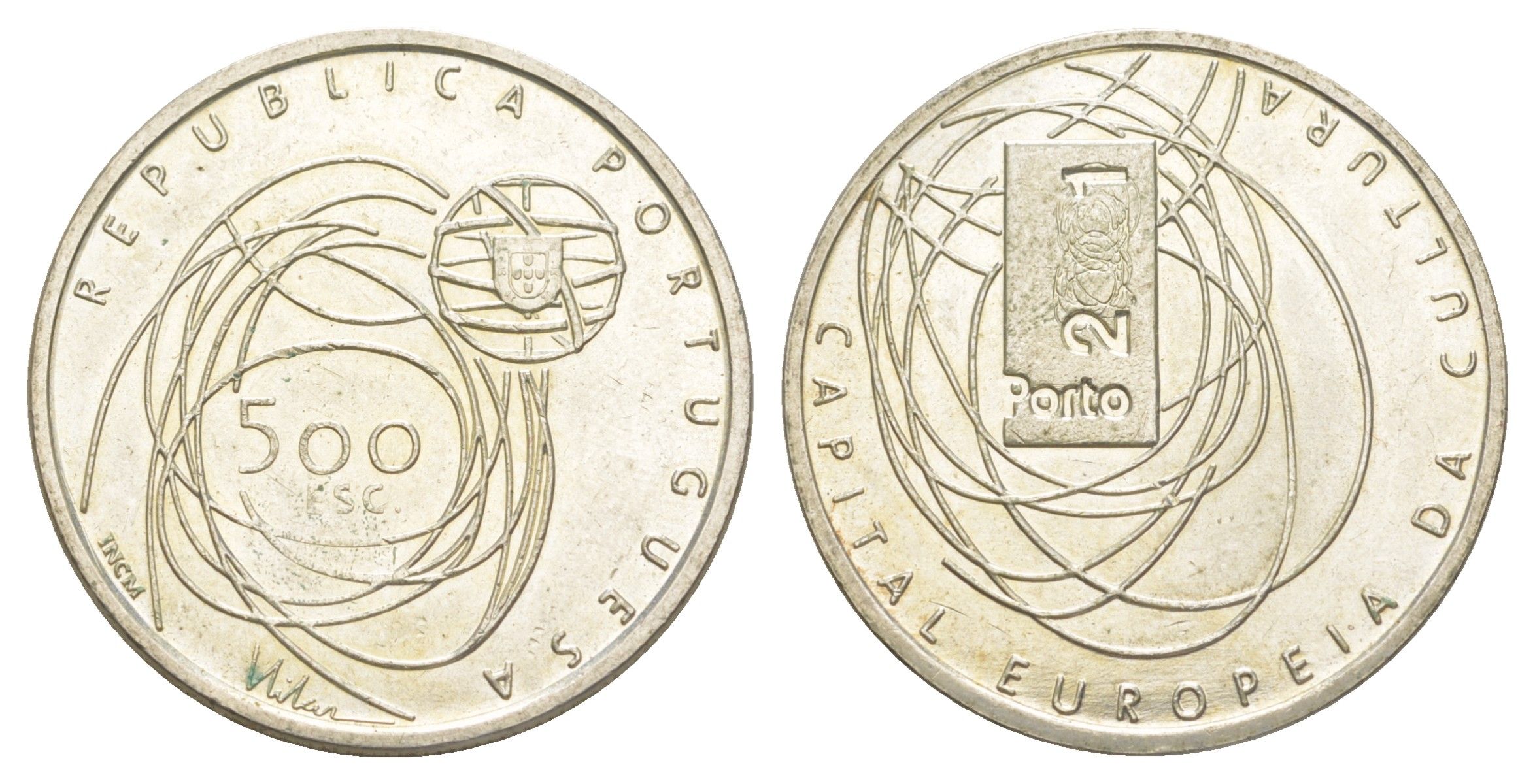 Португалия 500 эскудо 2001 Порту - Культурная столица Европы KM 733 серебро BU 32-744