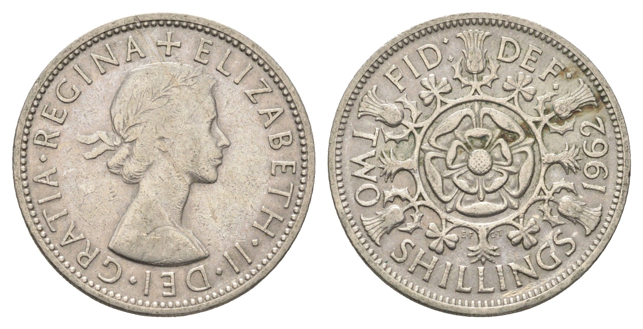 Великобритания 2 шиллинга (флорин) 1962 Елизавета II (1952-2022) KM 906, Spink 4146 медно-никель 4663-316