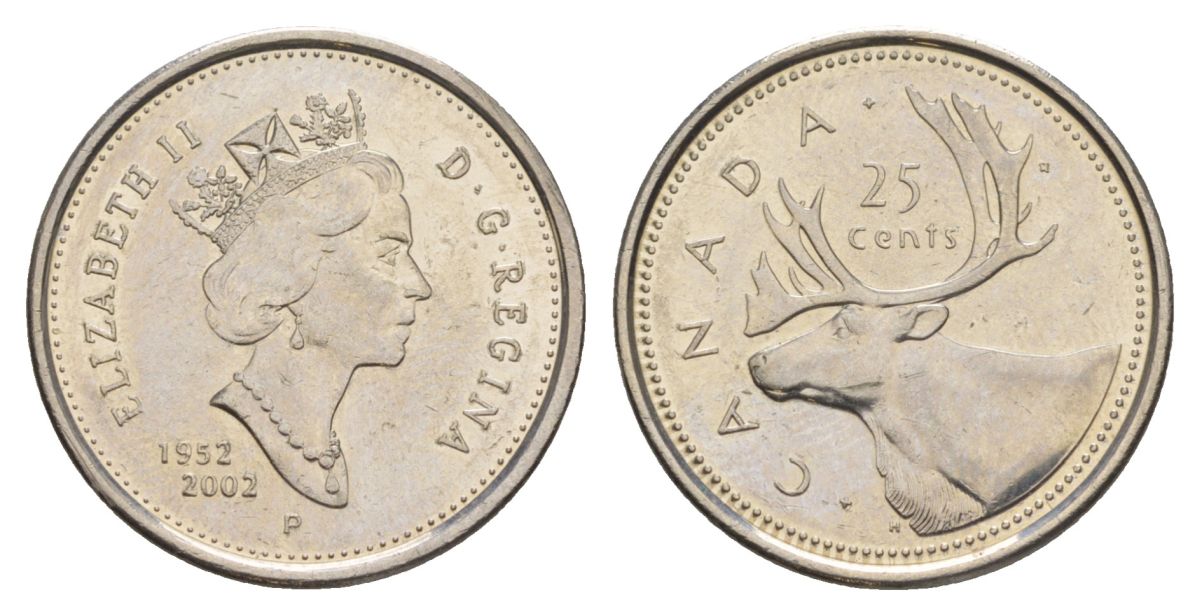 Канада 25 центов 2002 День Канады KM 448 сталь плакированная никелем 4631-711