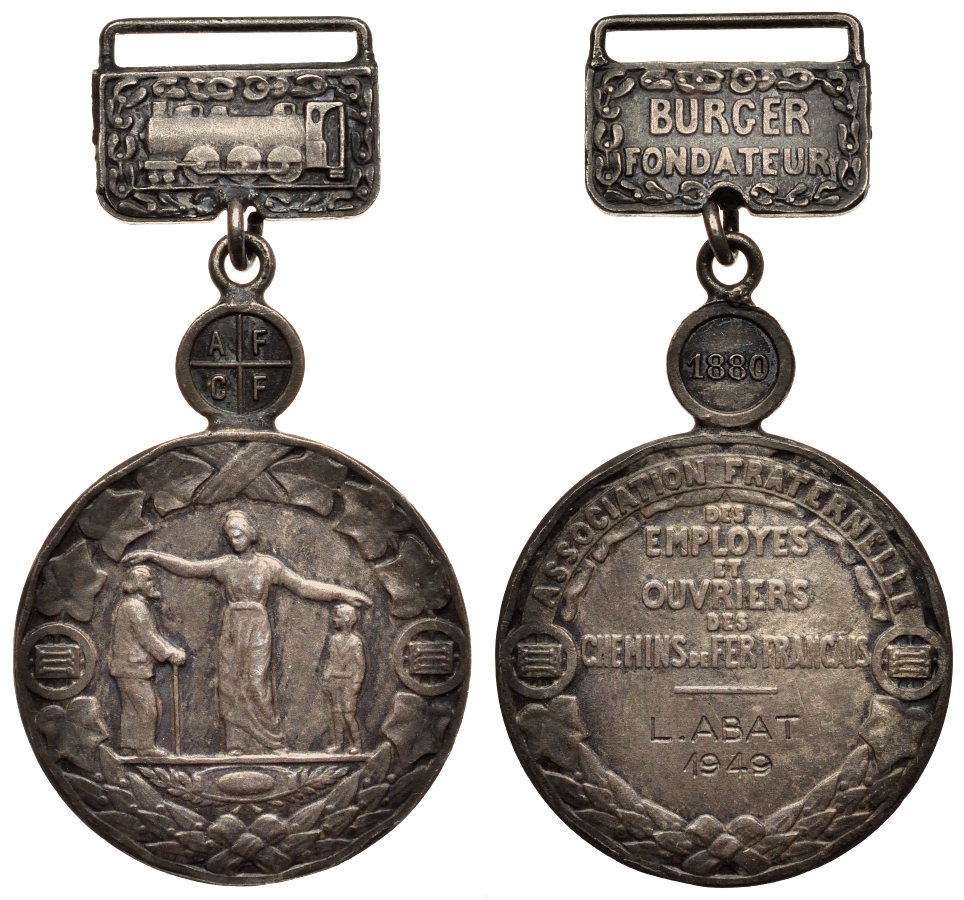 Франция медаль 1949 почетному железнодорожнику 3831-523