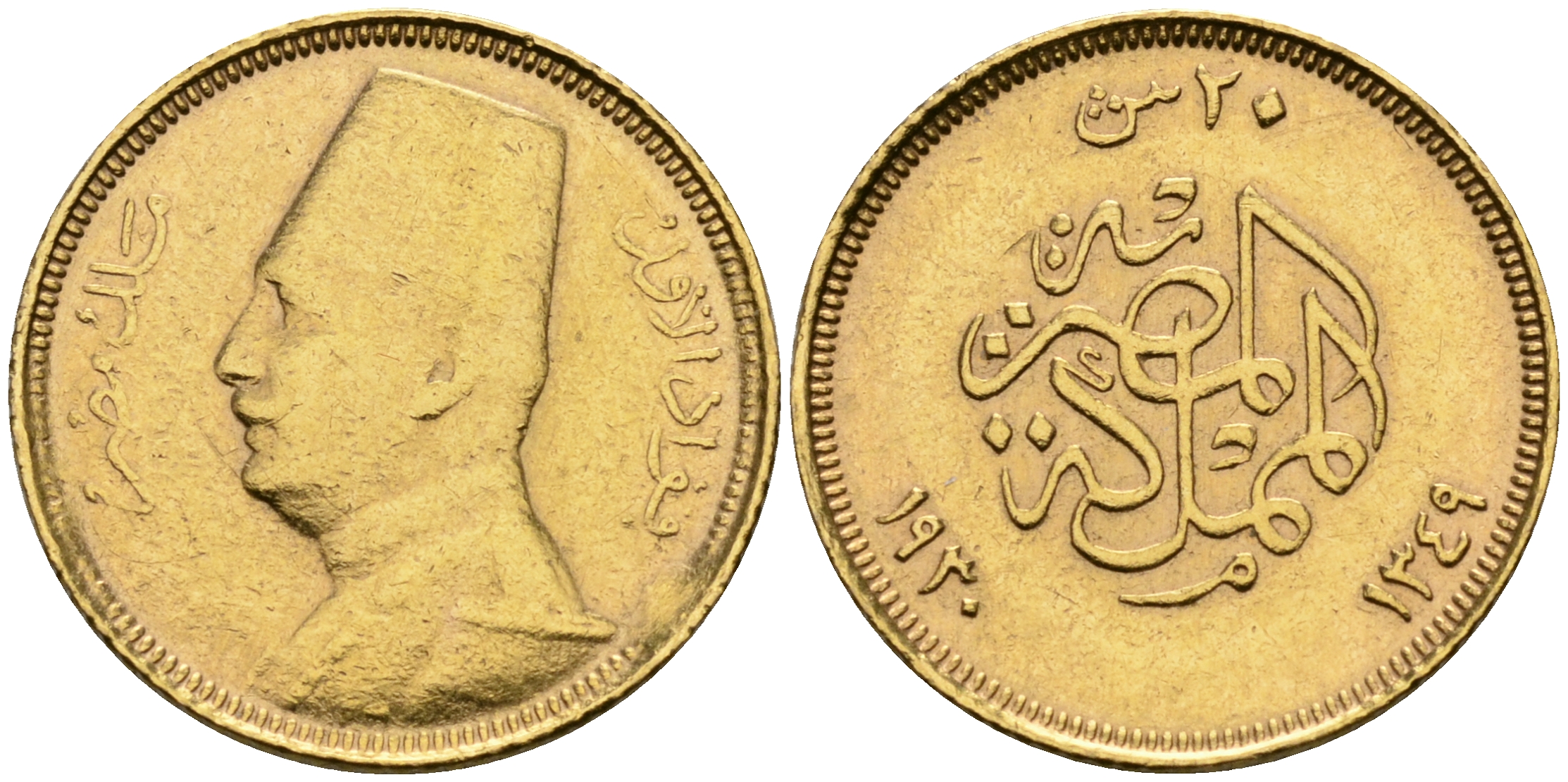 Египет 20 пиастров 1930 Ахмед Фуад I (1341-1355) (1922-1936) KM 351 золото 00-809-42