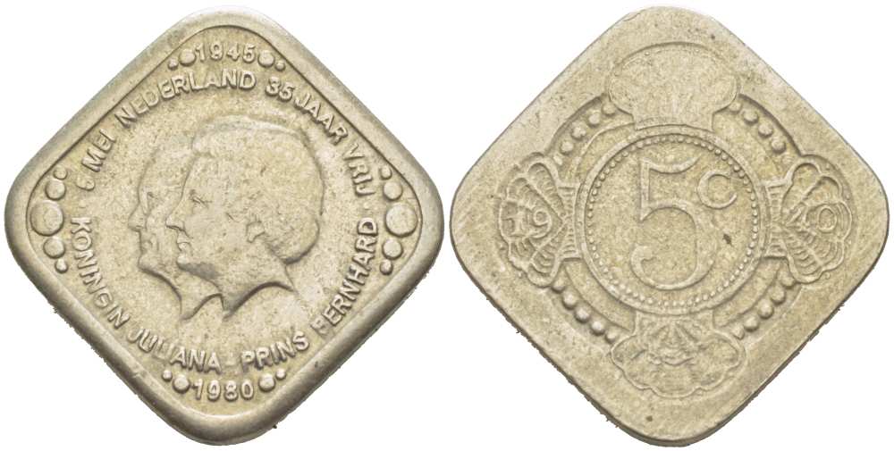 НИДЕРЛАНДЫ ЖЕТОН 1980 35 ЛЕТ ПОБЕДЫ, 8 МАЯ 1945, КОРОЛЕВА ВИЛЬГЕЛЬМИНА И ПРИНЦ БЕРНХАРД медно-никель 217-835