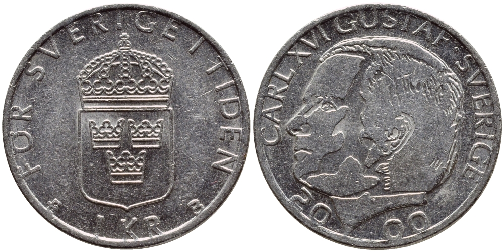 Швеция 1 крона 2000 Карл XVI Густав (1973- ) KM 852а медно-никель 60-711
