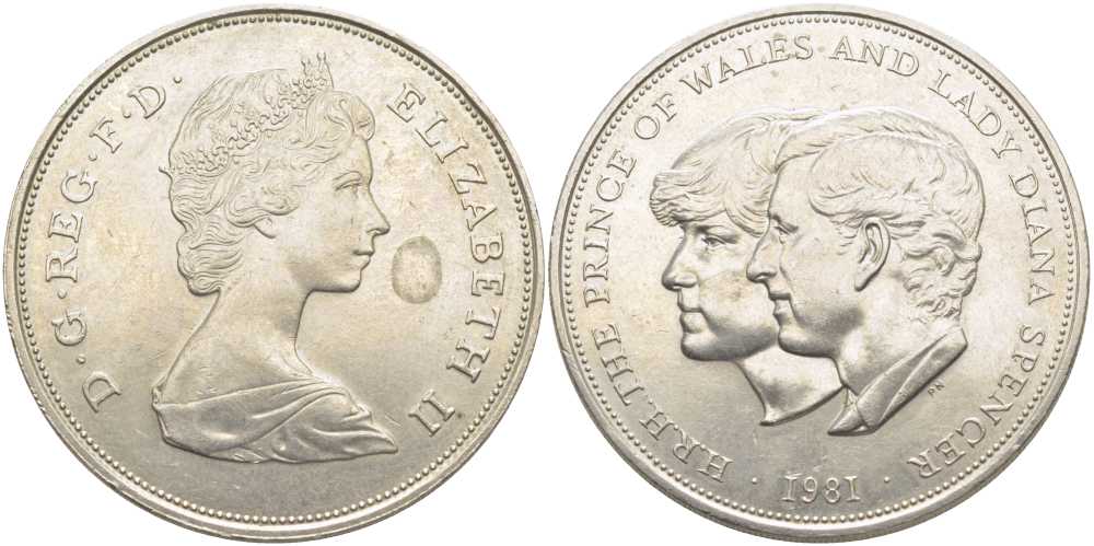 Великобритания 25 пенсов 1981 Королевская свадьба принца Чарльза и леди Дианы, Елизавета II (1952-2022) KM 925, Spink 4229 медно-никель 107-931
