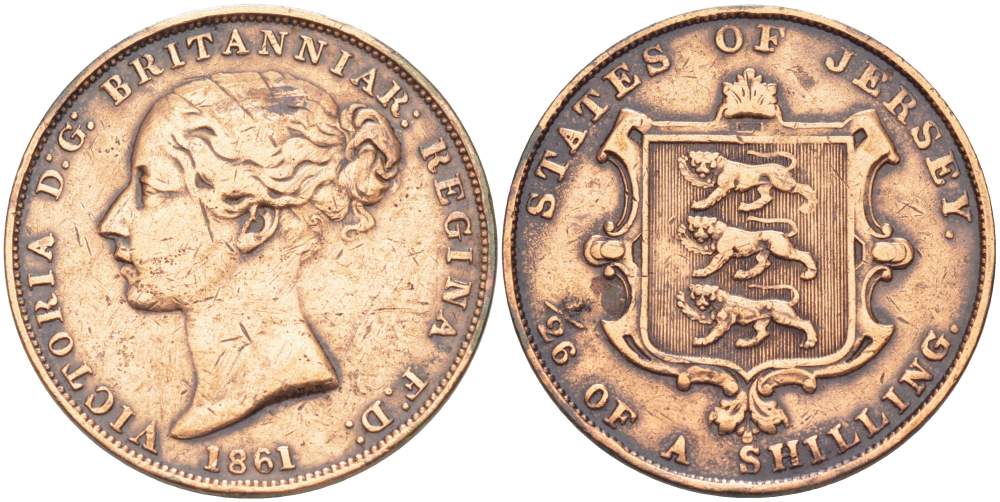 Джерси 1/26 шиллинга 1861 Виктория (1837-1901) KM 2 медь 4517-1011