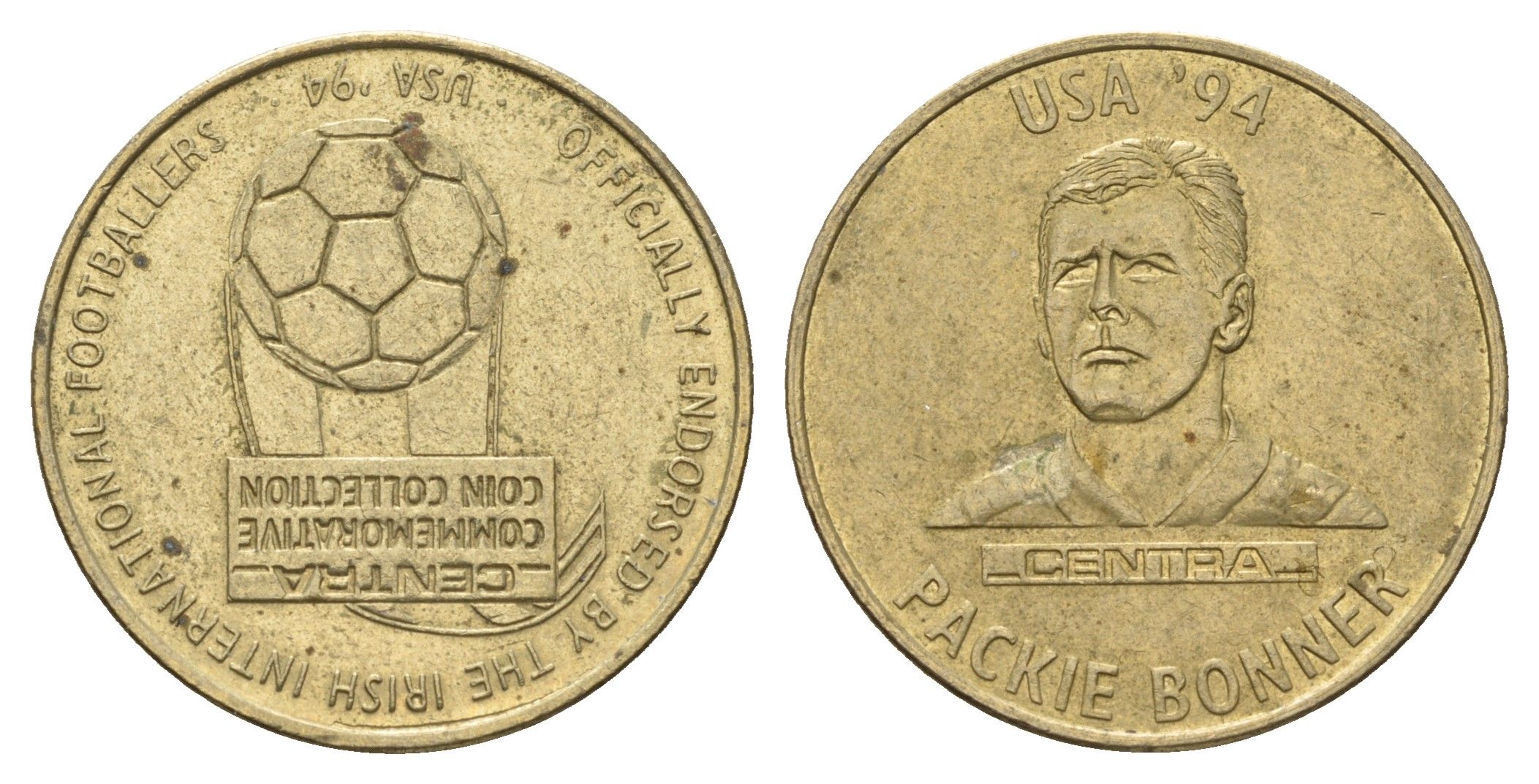 Ирландия медаль из серии игроки сборной Ирландии на чемпионате Мира 1994 в США - Паки Боннер 1994 диаметр 26,5 мм, вес 9,2 гр никель латунь 4128-734