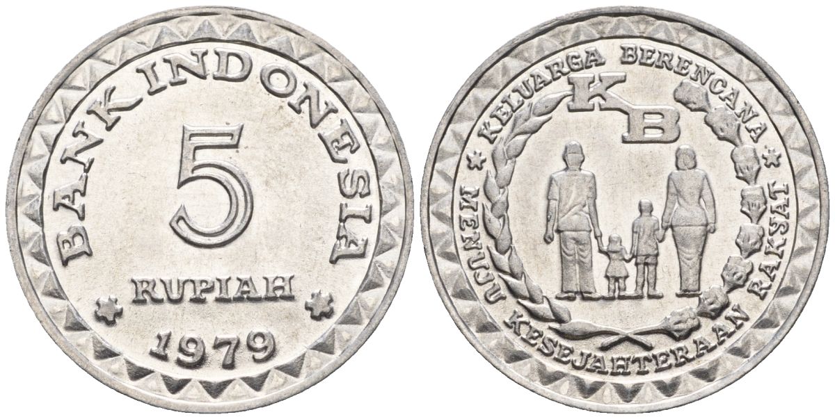 Индонезия 5 рупий 1979 FAO, планирование семьи KM 43 алюминий  UNC  4610-436