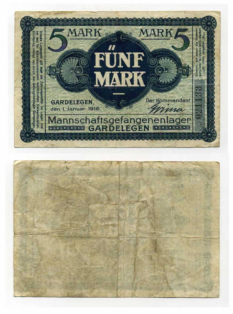 Германия 5 марок ND команда лагеря военнопленных в Гарделегене C-3000 бумага 000-00-00