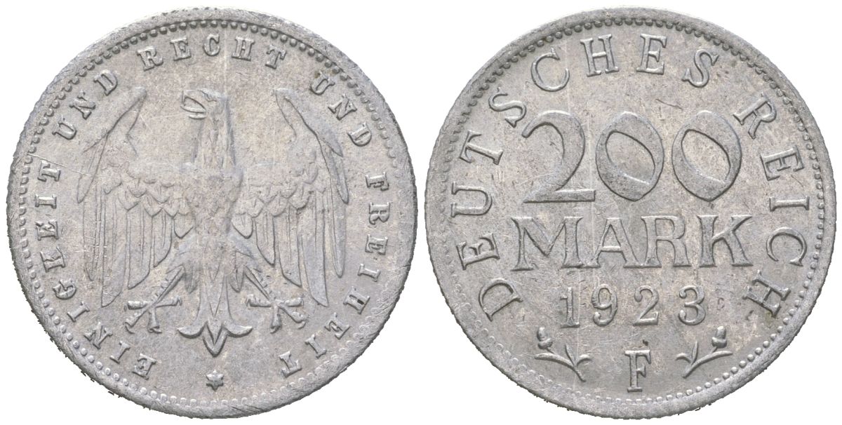 Германия 200 марок 1923 F KM 35 алюминий aUNC 34-145