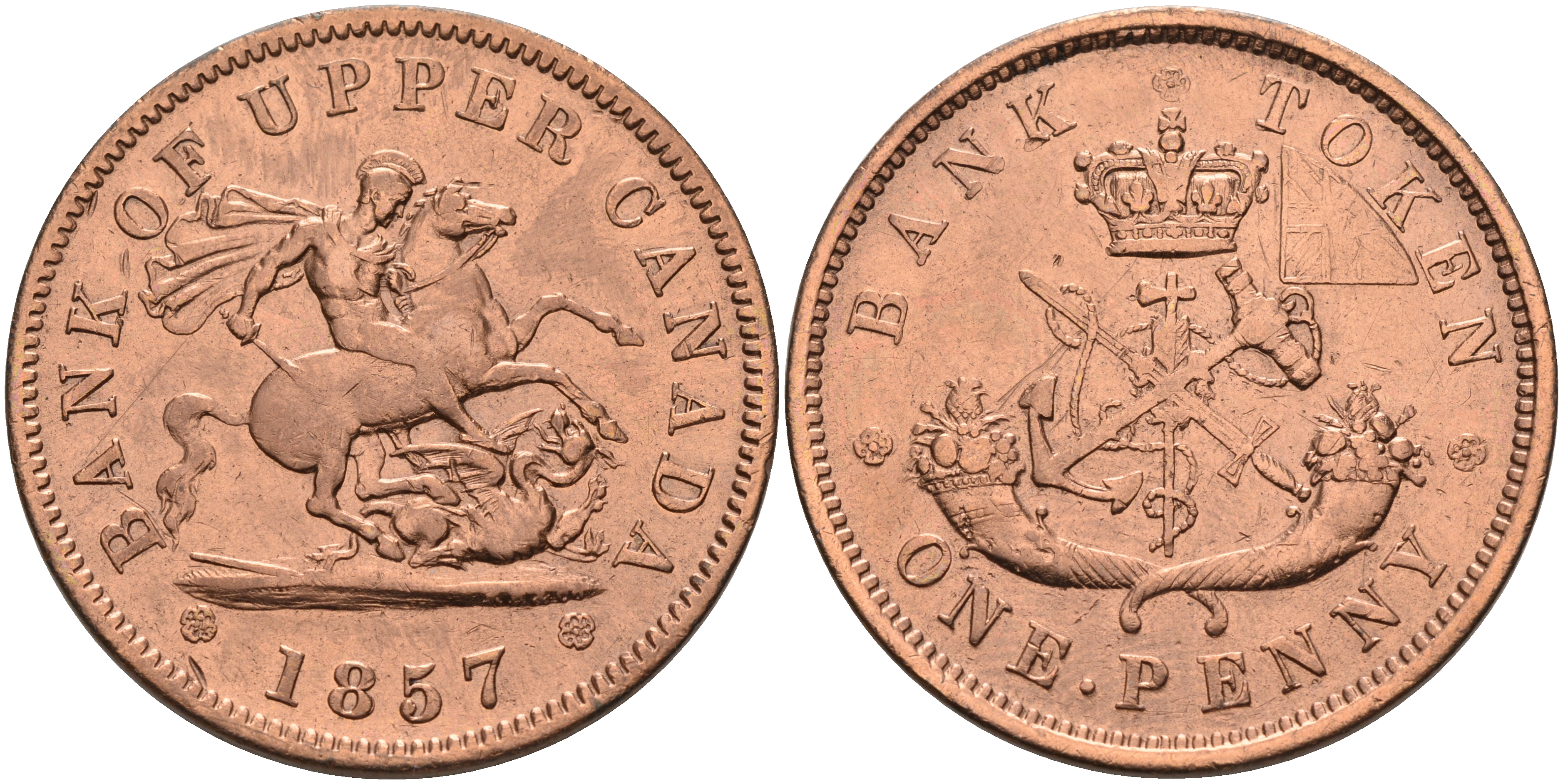 Канада 1 пенни 1857 UPPER CANADA ТОКЕН КМ-tn3 KM TN3 медь    4599-512