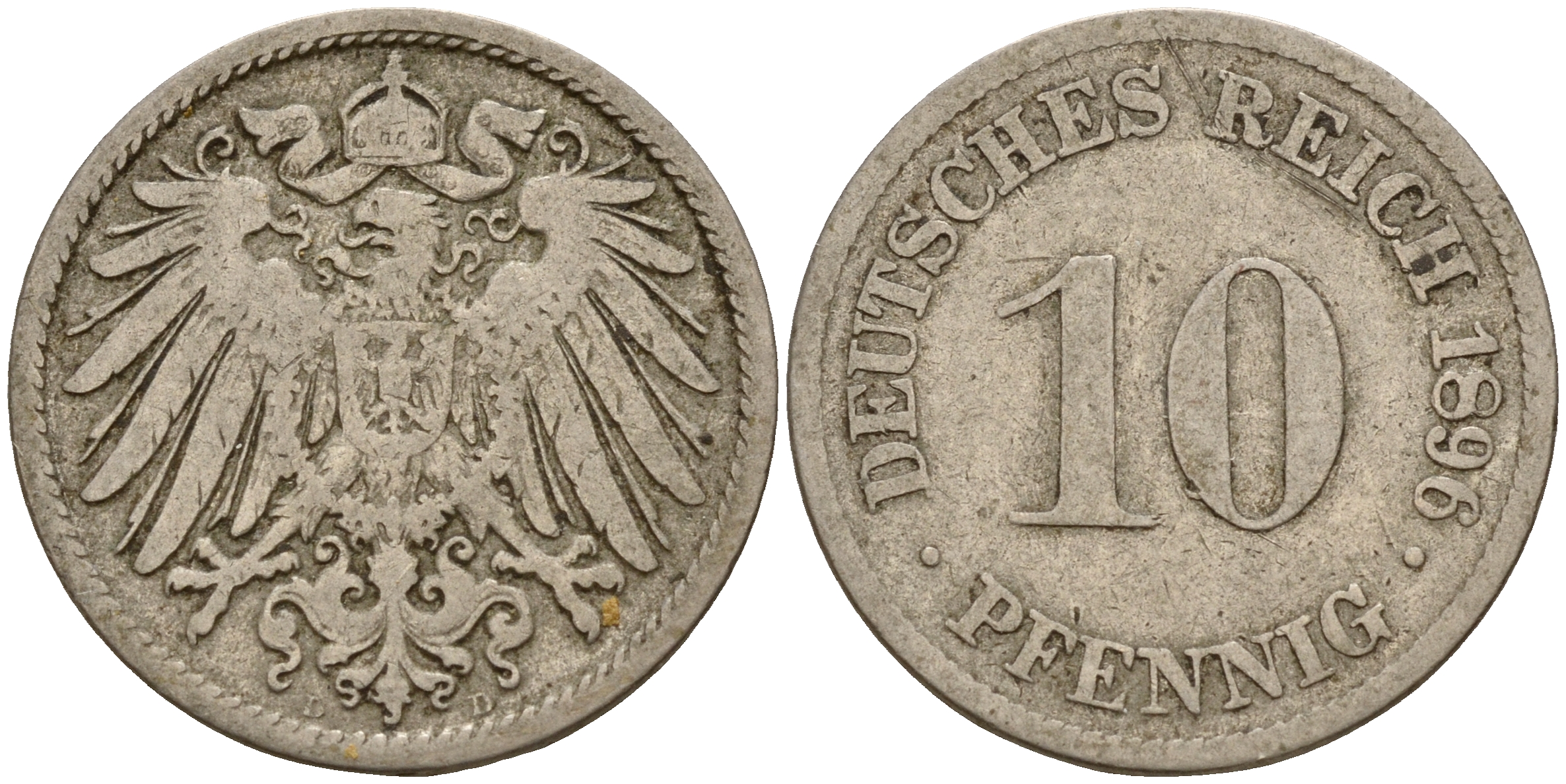 Германия 10 пфеннигов 1896 D J. 13,  KM 12 медно-никель    4603-516
