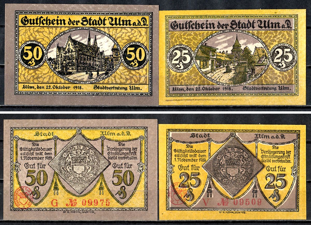 Ульм ( Вюртемберг) набор из 2 нотгельдов 1918 2193-38-1-2