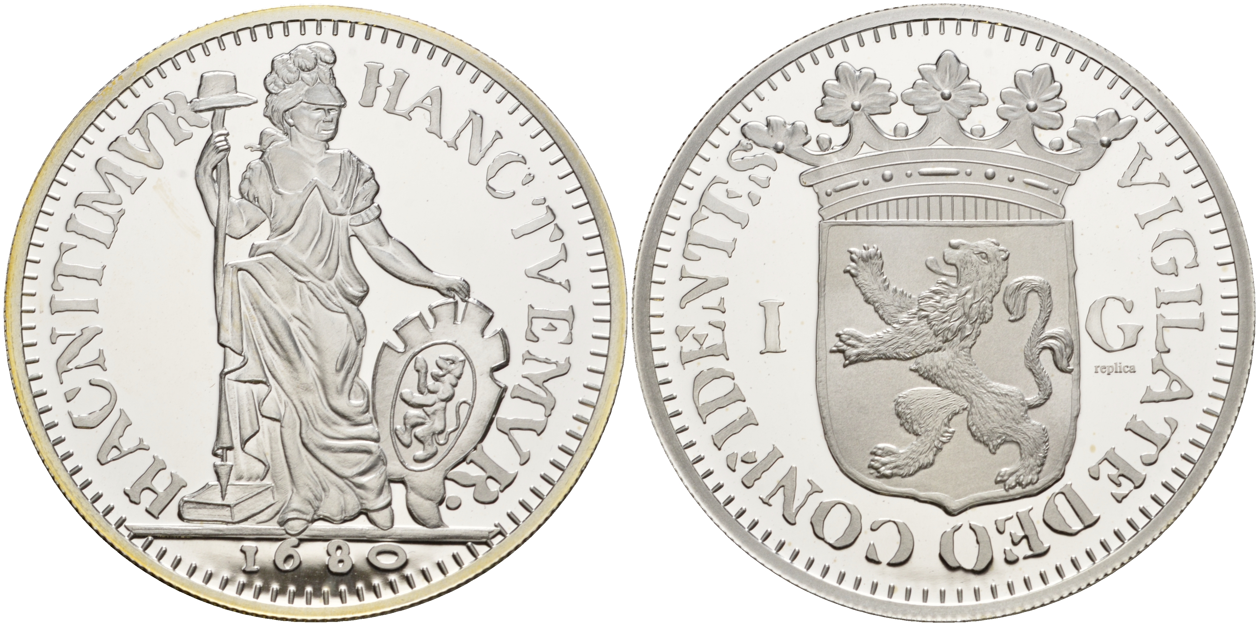 Нидерланды медаль ND Нидерланды 1 гульден 1680, РЕПЛИКА серебро PROOF 1071-7-23