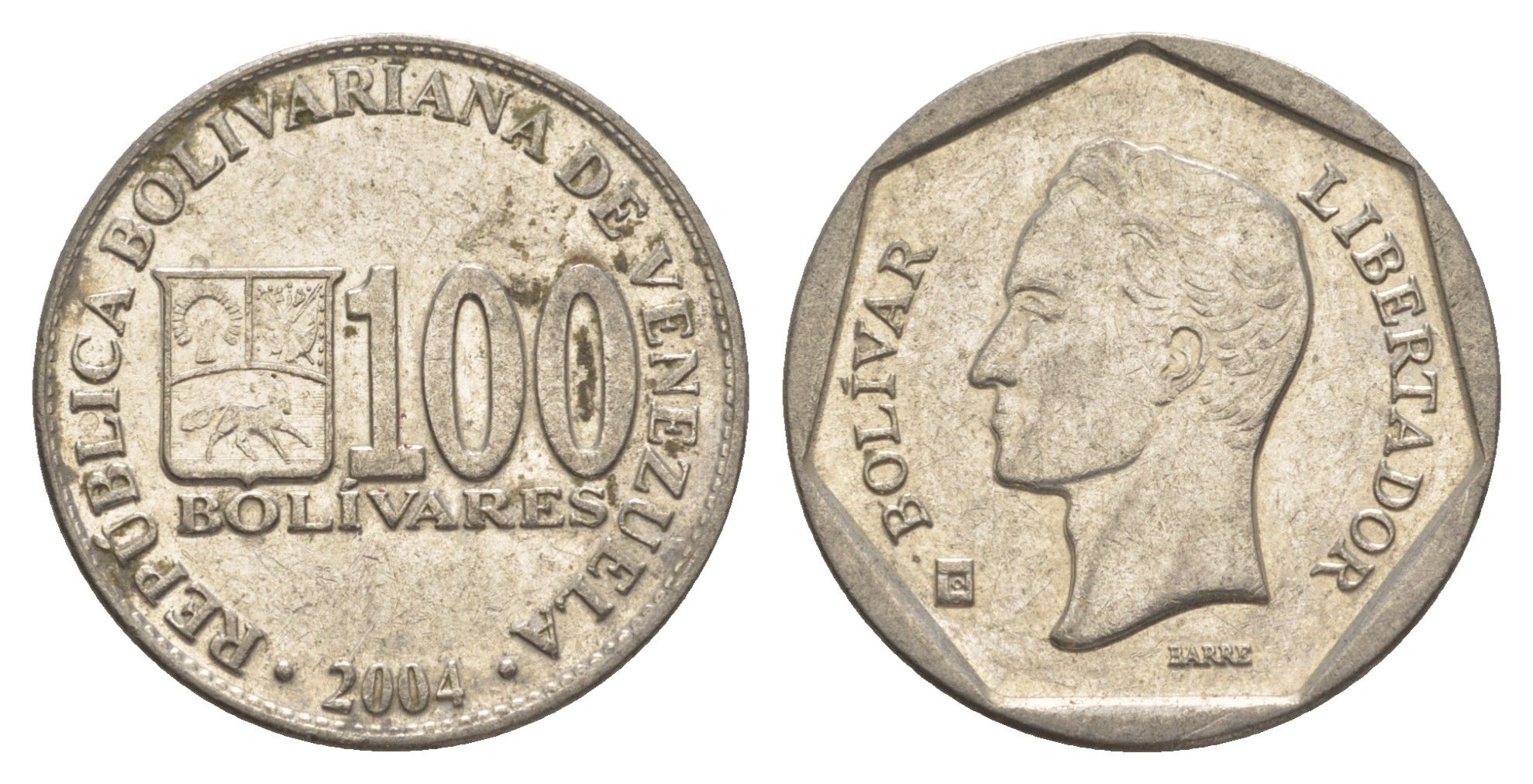 Венесуэла 100 боливаров 2004 Симон Боливар Y 83 сталь плакированная никелем 4605-255