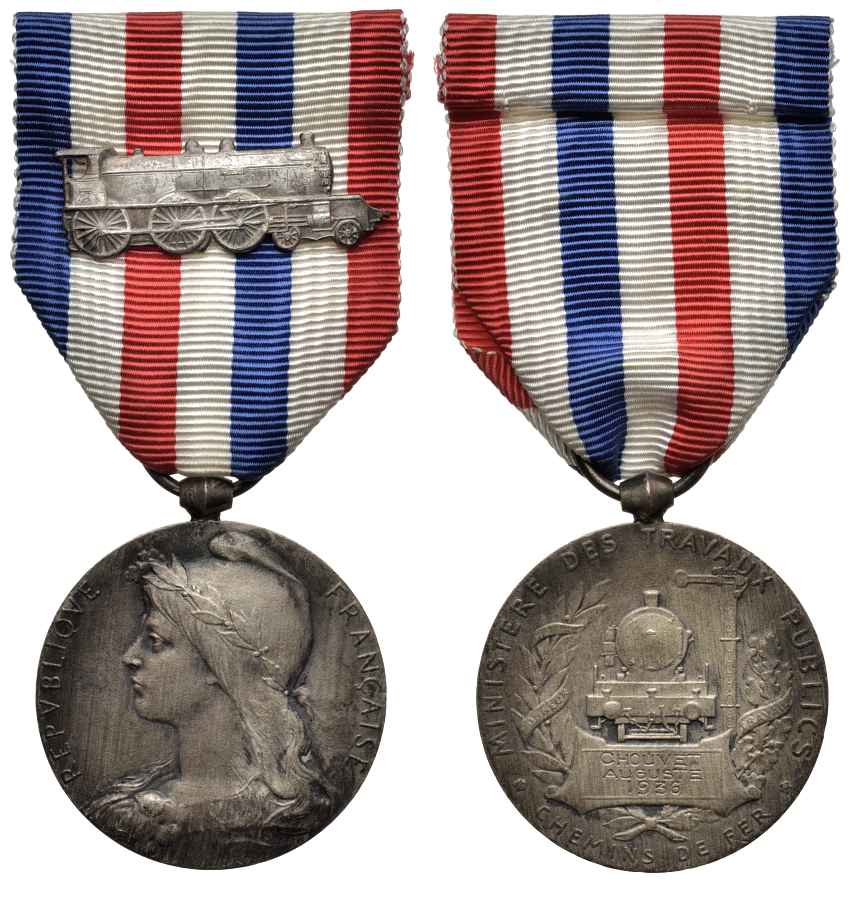 Франция медаль 1936 почетному железнодорожнику 3831-621