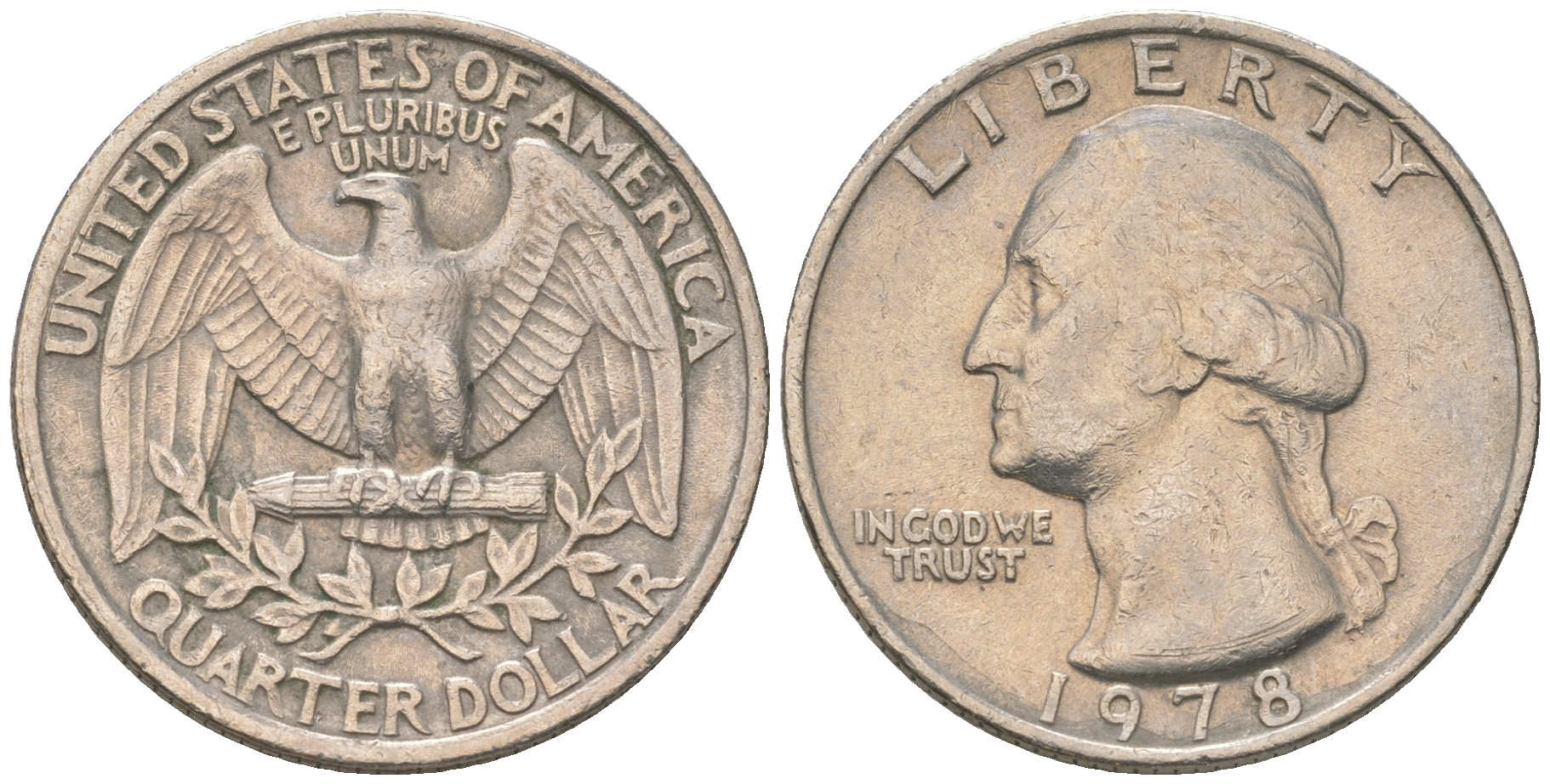 США 25 центов (квотер) 1978 Вашингтон KM A164a медь плакированная медно-никелем 4175-353