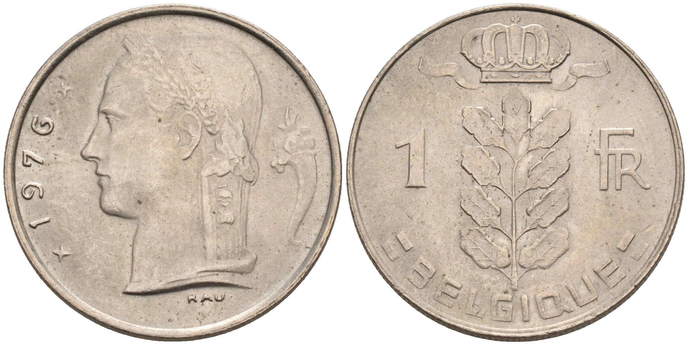 БЕЛЬГИЯ 1 ФРАНК 1976 BELGIQUE KM 142.1 медно-никель 4563-1122