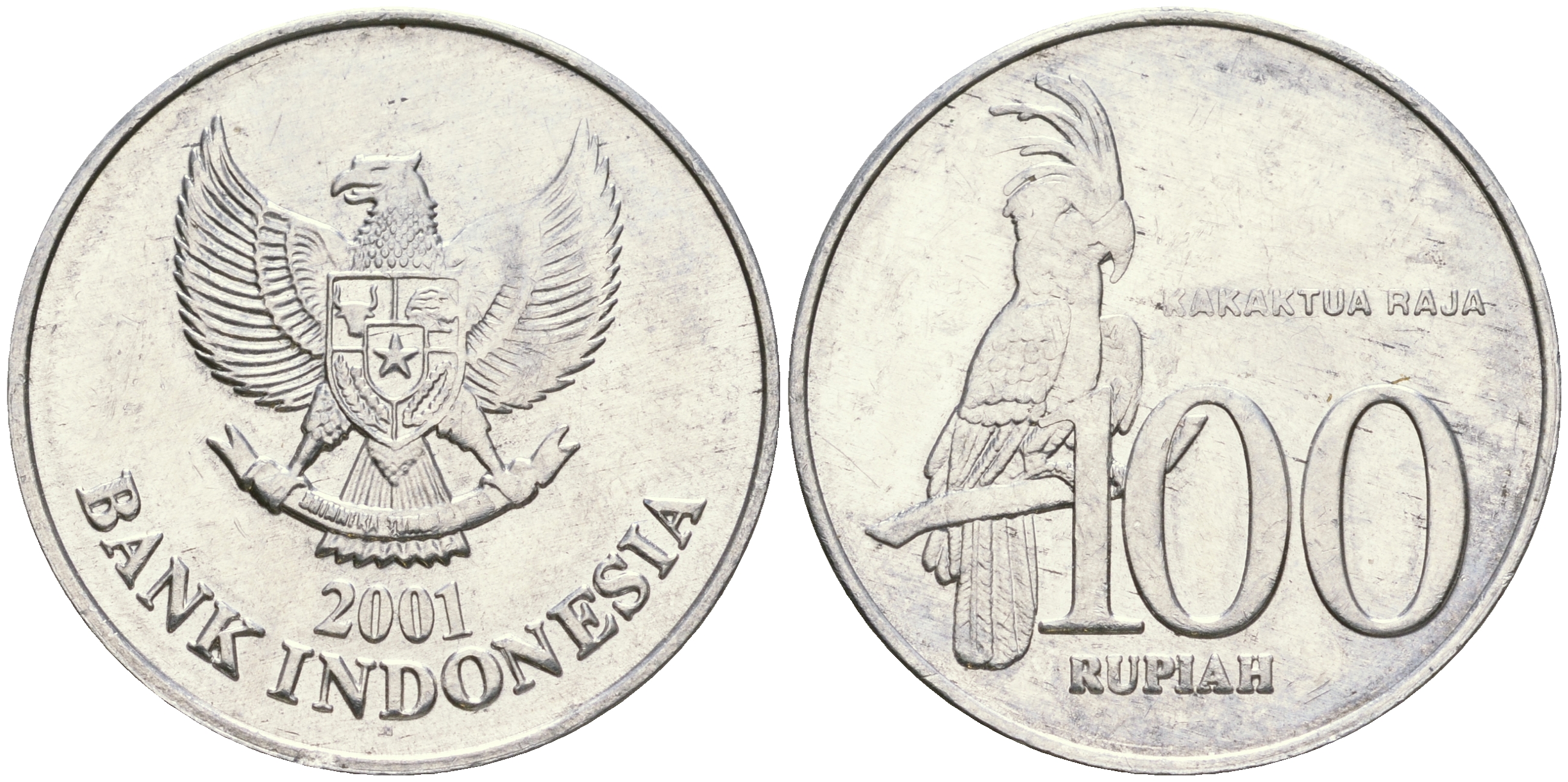 Индонезия 100 рупий 2001 черный пальмовый какаду KM 61 алюминий 4364-3023