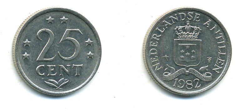 Нидерландские Антилы 25 центов 1982 Беатрикс (1980-2013) KM 11 никель 46-1248