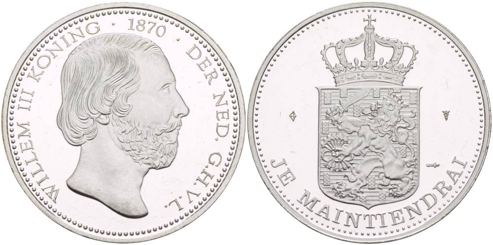 НИДЕРЛАНДЫ МЕДАЛЬ ND JE MAINTIENDRAI, ДЕВИЗ НИДЕРЛАНДОВ (Я ВЫСТОЮ), КОРОЛЬ ВИЛЛЕМ III, ДИАМЕТР 38 ММ., ВЕС 25 ГР., ПРОБА 925 серебро PROOF 1088-5-42