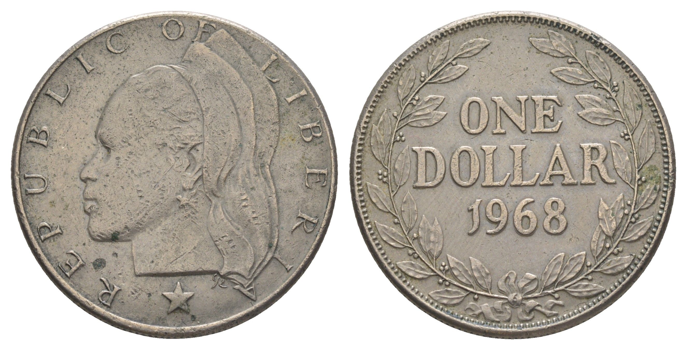 Либерия 1 доллар 1968 KM 18a.2 медно-никель 4389-211