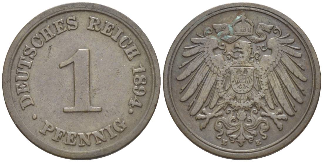ГЕРМАНИЯ 1 ПФЕННИГ 1894 E KM 10, Jager. 10, Weege 2 медь 4528-1132