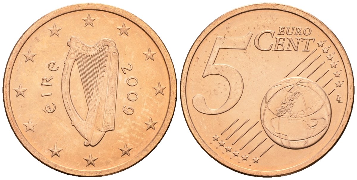 Ирландия 5 евроцентов 2009 KM 34 сталь плакированная медью 4147-723