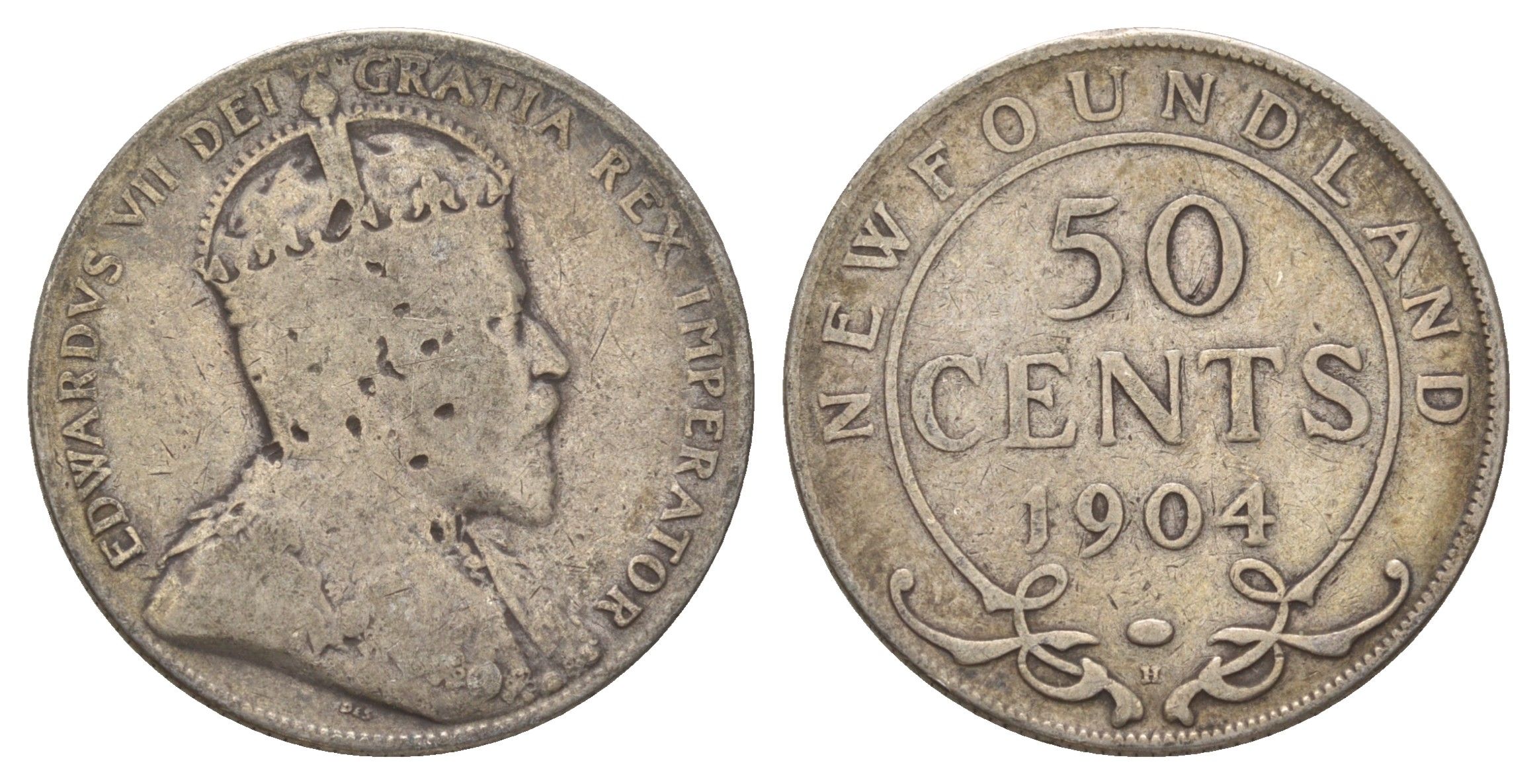 Ньюфаундленд 50 центов 1904 Эдуард VII (1901-1910), Канада KM 11 серебро 11-117-53