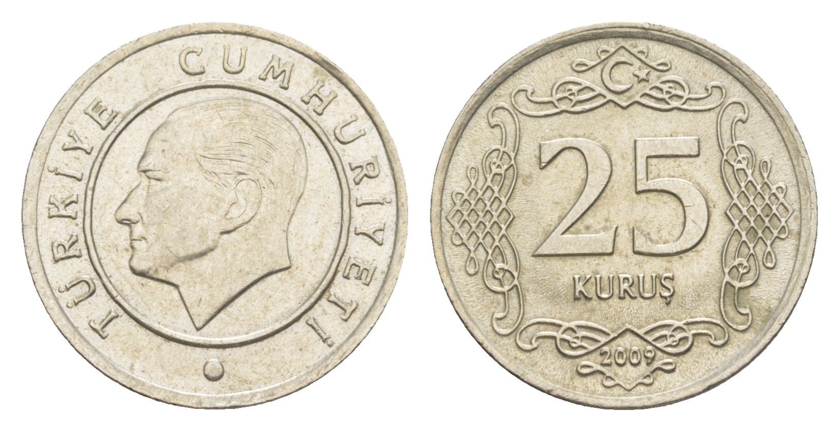 Турция 25 курушей 2009 KM 1242 медно-никель UNC 39-253