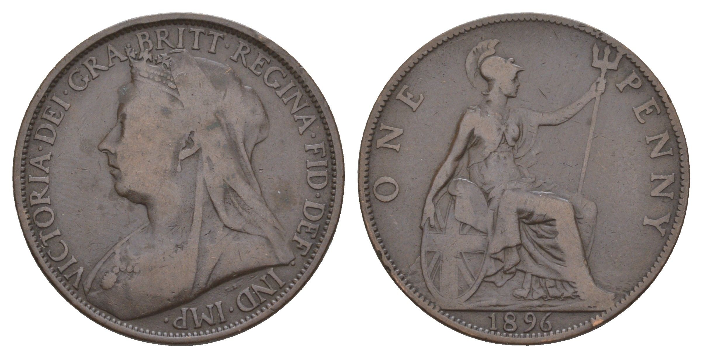 Великобритания 1 пенни 1896 Виктория (1837-1901) KM 790, Spink 3961 бронза 111-534