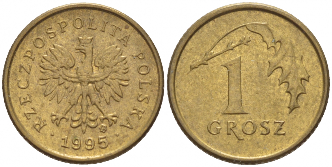 ПОЛЬША 1 ГРОШ 1995 MW KM 276 латунь 4528-859