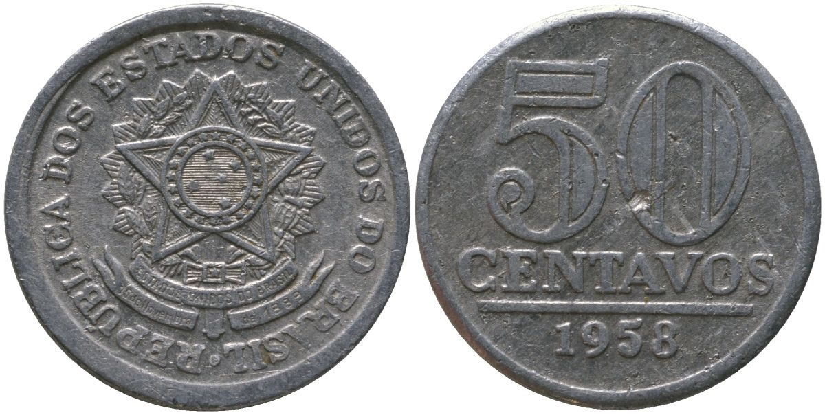 Бразилия 50 сентаво 1958 KM 569 алюминий 4577-723