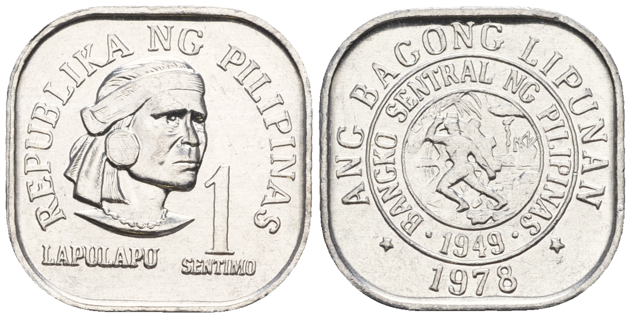Филиппины 1 сентимо 1978 вождь острова Мактан Лапу-Лапу KM 205 алюминий  UNC  220-1139