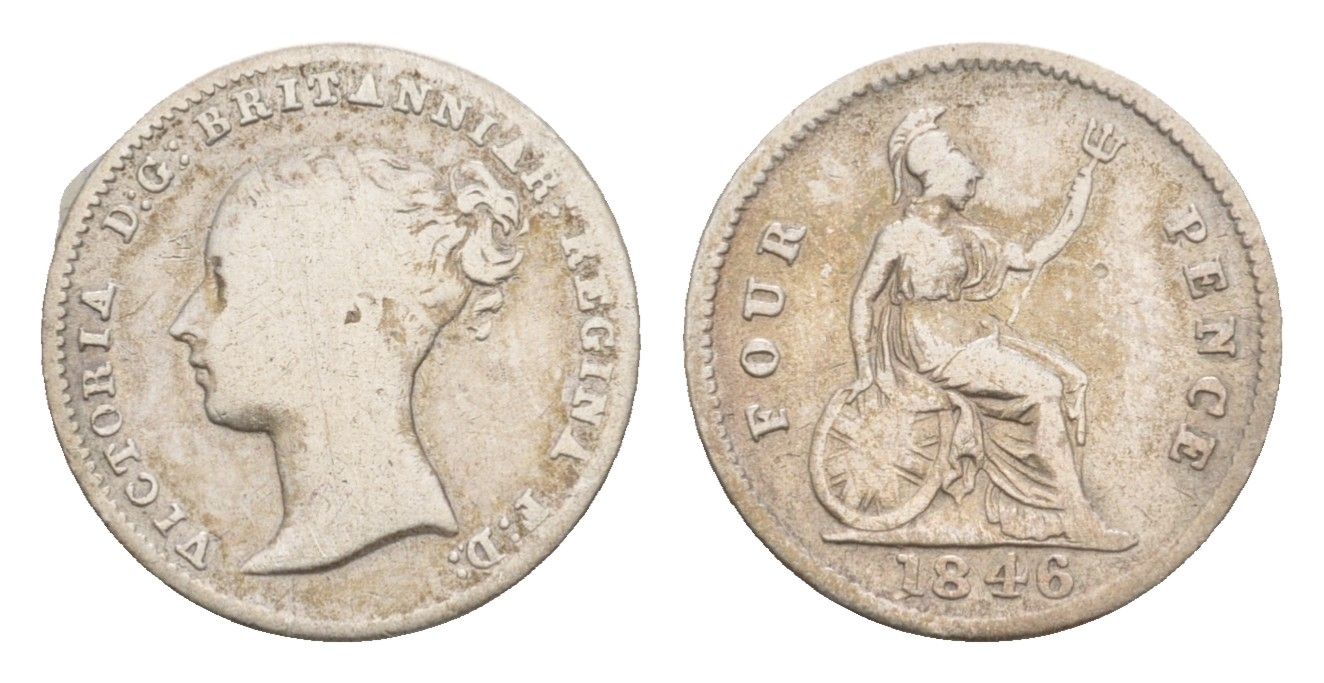 Великобритания 4 пенса 1846 Виктория (1837-1901) KM 731, Spink 3913 серебро 1520-1245