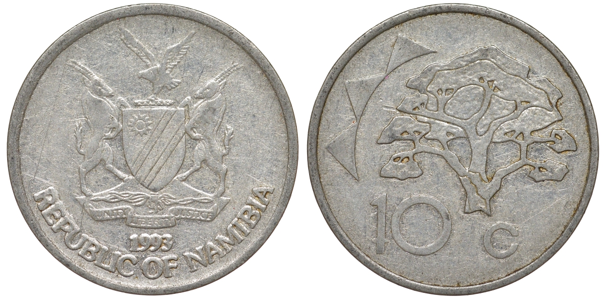 Намибия 10 центов 1998 дерево KM 2 никелированная сталь 4163-922