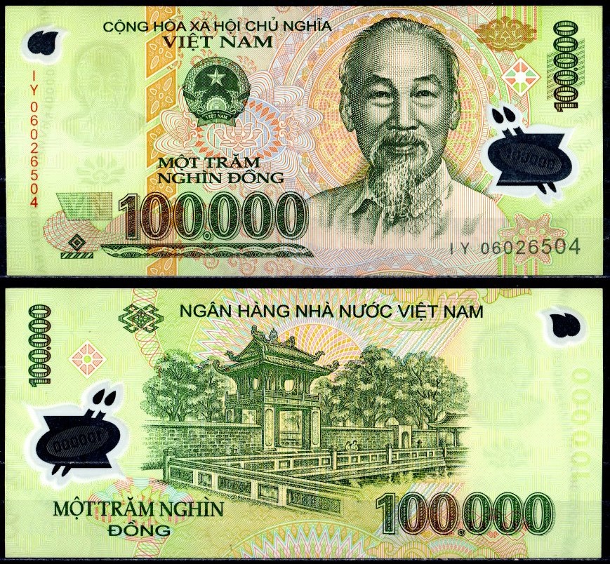 Вьетнам 100000 донгов 2006 Хо Ши Мин, Кхуэ Ван Как (часть Храма литературы, Ханой) Pick 122  пластик   UNC (пресс) 445-10-2-1
