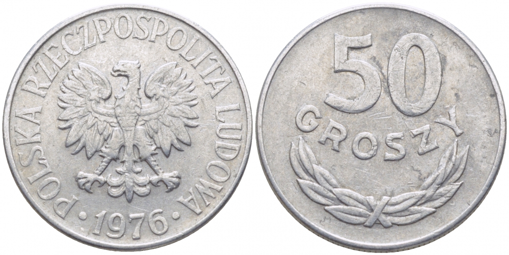 ПОЛЬША 50 ГРОШЕЙ 1976 КРЕМНИЦА KM 48.1 алюминий 4448-145